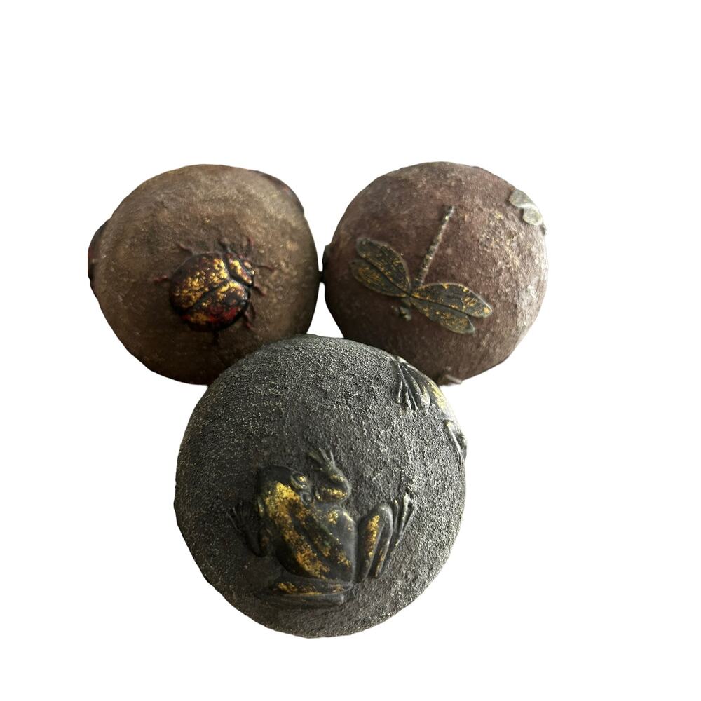 Ornate Decorative‎ Balls Spheres Orbs Centerpiece Bowl ladybug frog dragonfly x3